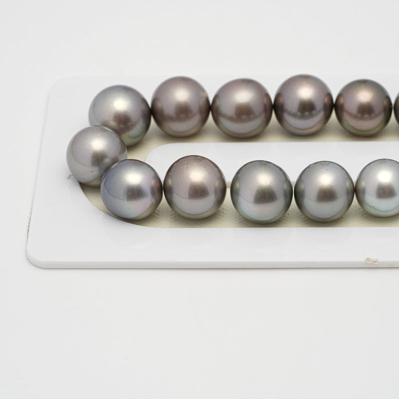 37pcs "High Luster" Light 11-13mm - SR/NR AAA Quality Tahitian Pearl Necklace NL1527