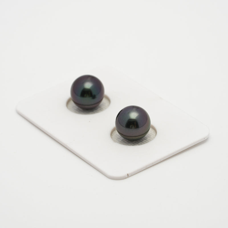 2pcs Green Purple 9mm - RSR AAA Quality Tahitian Pearl Pair ER1530 OR6