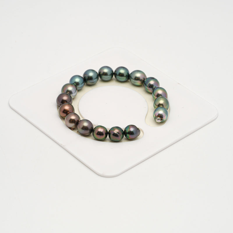 17pcs "High Luster" Green Cherry 9-10mm - SB AAA Quality Tahitian Pearl Bracelet BR2175 HL3