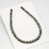 38pcs "High Luster" Blue Green 8-11mm - SB AAA/AA Quality Tahitian Pearl Necklace NL1611 HL3