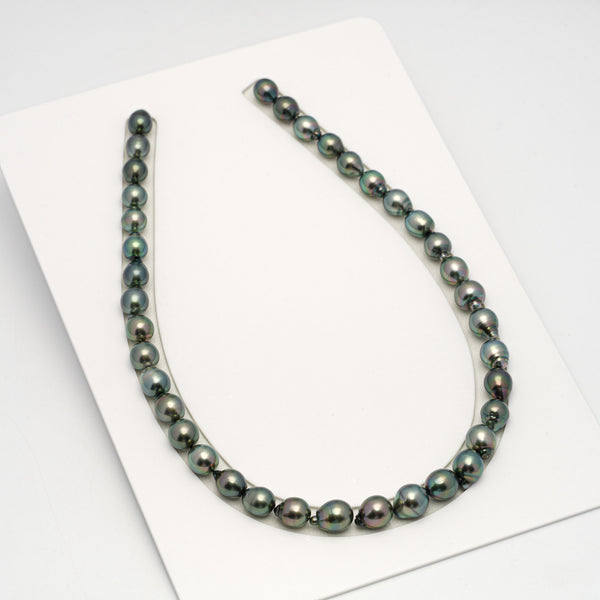 38pcs "High Luster" Blue Green 8-11mm - SB AAA/AA Quality Tahitian Pearl Necklace NL1611 HL3