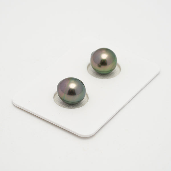 2pcs Green 9.5mm - SB AAA Quality Tahitian Pearl Pair ER1597 OR1