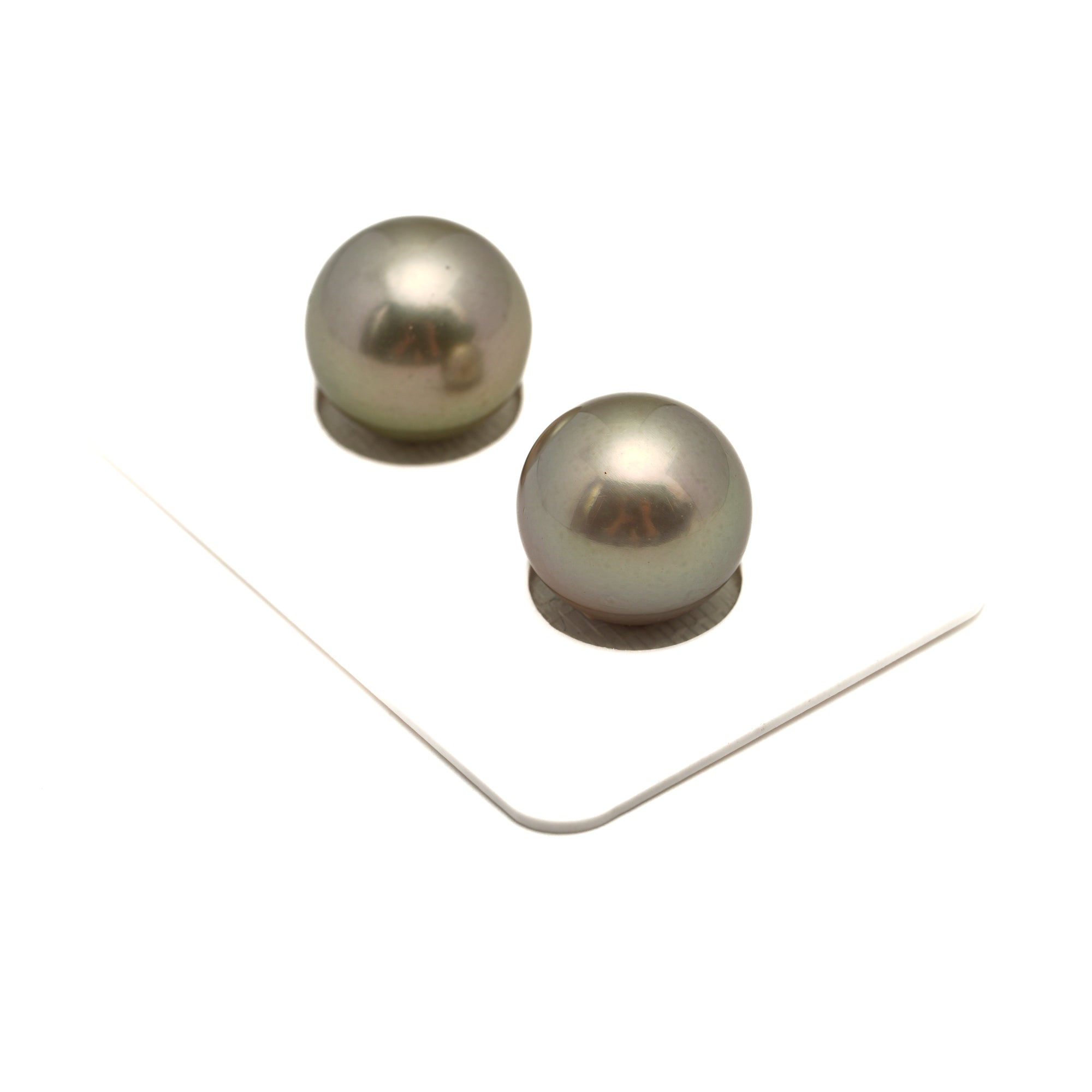 2pcs "High Luster" Silver 13.3-13.4mm - RSR AAA/AA Quality Tahitian Pearl Pair ER1918 CMP11