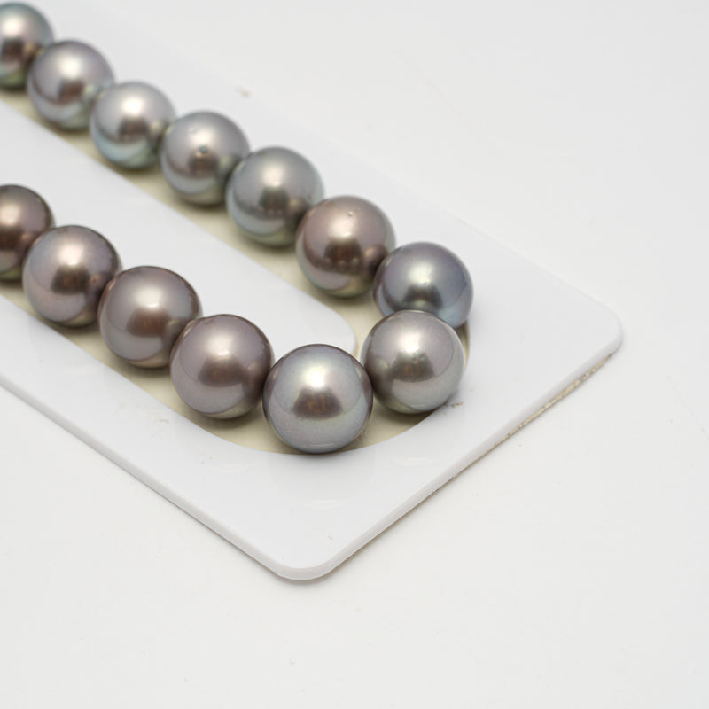 37pcs "High Luster" Light 11-13mm - SR/NR AAA Quality Tahitian Pearl Necklace NL1527