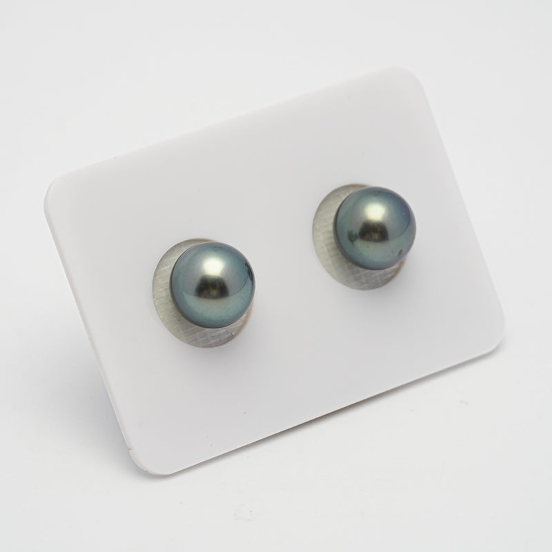 2pcs Blue Green 9.4-9.5mm - R AAA/AA Quality Tahitian Pearl Pair ER1457