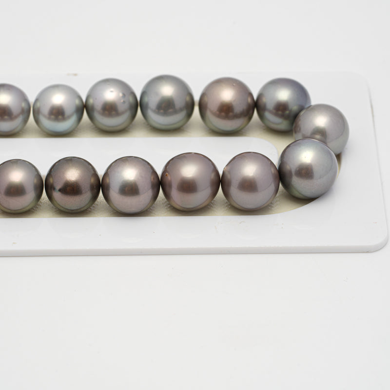 37pcs "High Luster" Light 11-13mm - SR/NR AAA Quality Tahitian Pearl Necklace NL1527