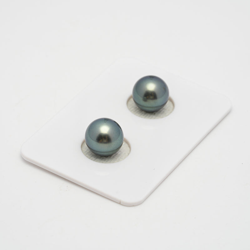 2pcs Blue Green 9.4-9.5mm - R AAA/AA Quality Tahitian Pearl Pair ER1457