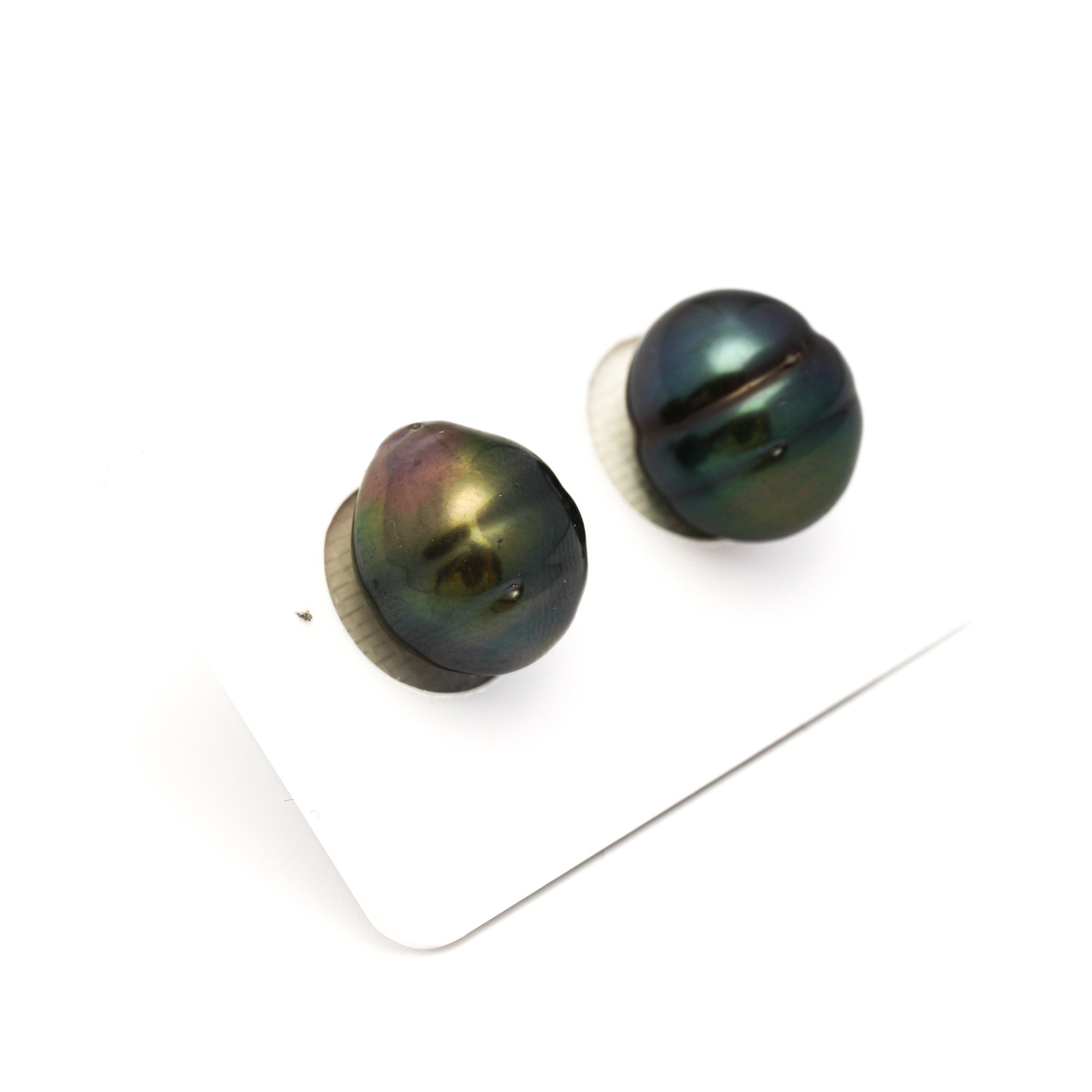 2pcs Green Mix 11.9-12.8mm - CL AAA/AA Quality Tahitian Pearl Pair ER1811 CMP9