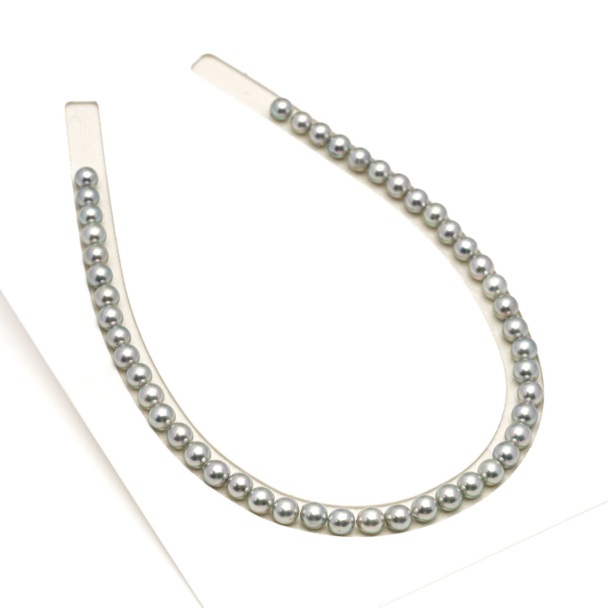 48pcs Akoya Pearl "High Luster" Silver Green 7.3-7.9mm - SR/NR AA Quality Necklace AKNL1756 CMA1