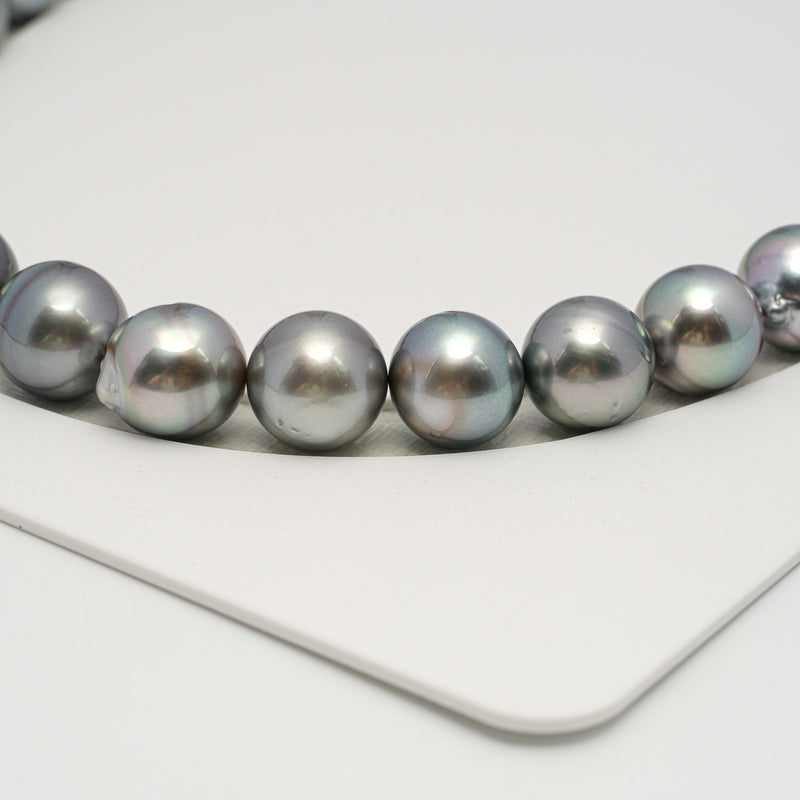 33pcs "High Luster" Silver Mix 10-13mm - SBQ AA/AAA Quality Tahitian Pearl Necklace NL1598 HL2