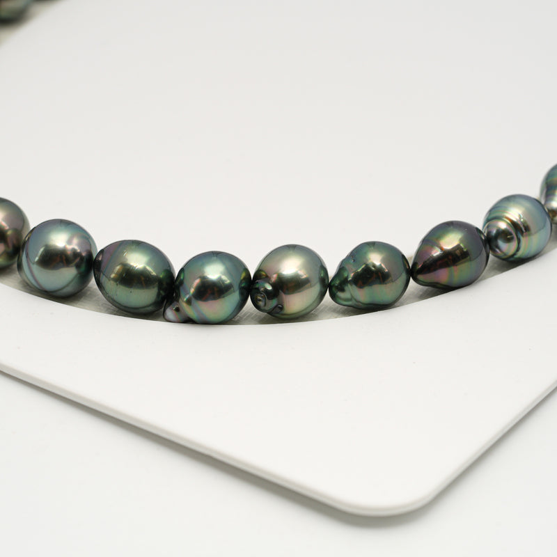 38pcs "High Luster" Blue Green 8-11mm - SB AAA/AA Quality Tahitian Pearl Necklace NL1611 HL3