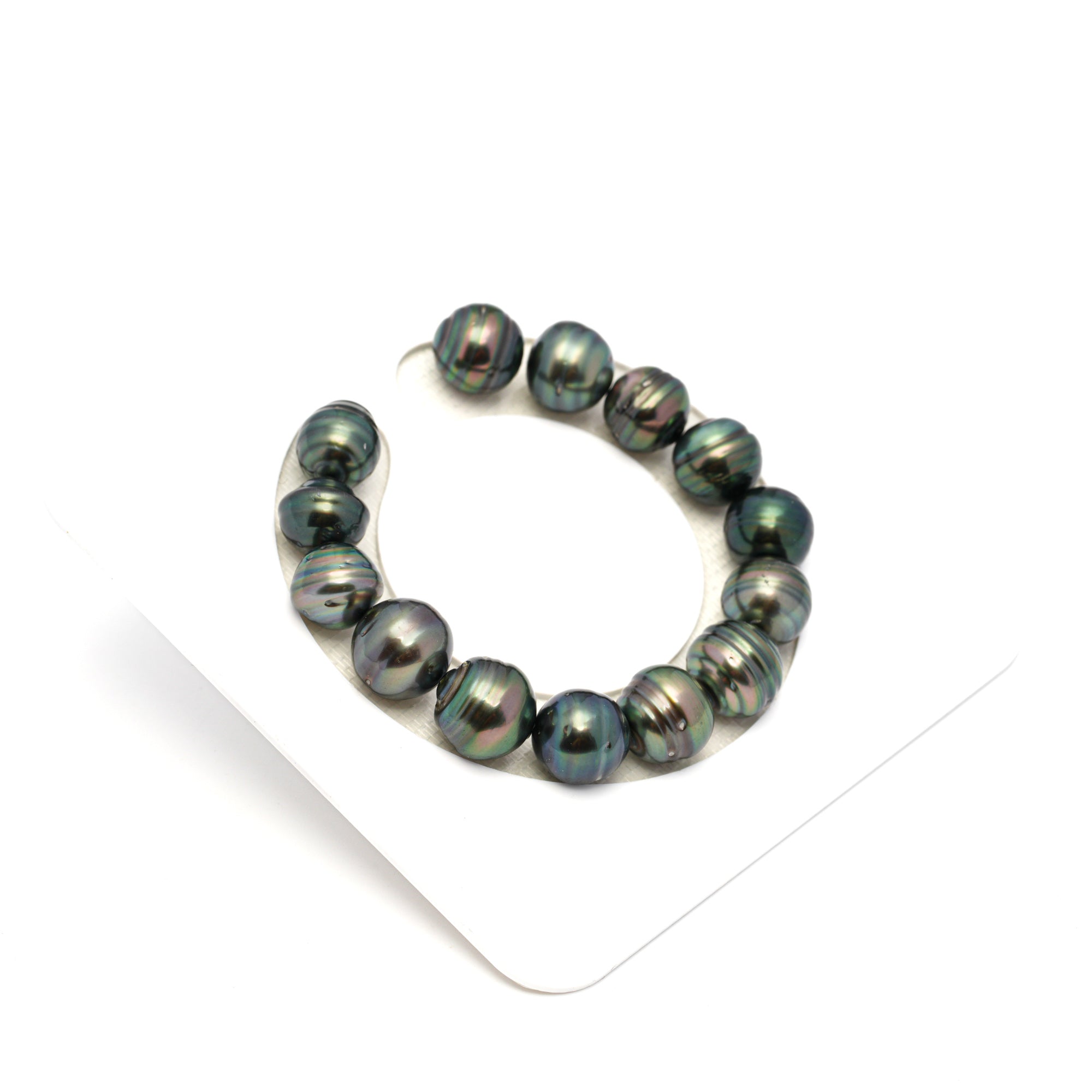 14pcs Green Mix 11-13mm - CL AAA/AA Quality Tahitian Pearl Bracelet BR2256