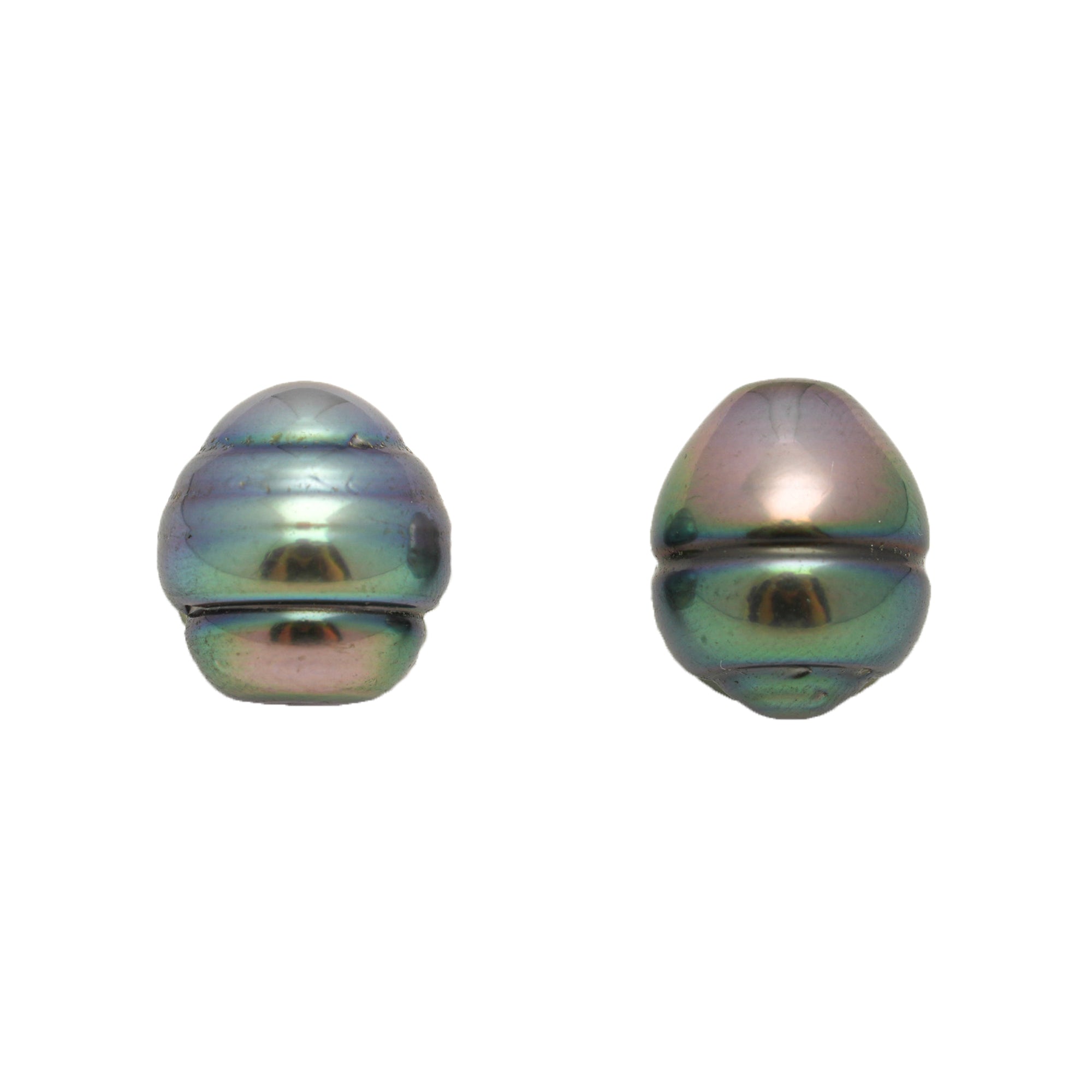 2pcs Blue Green 12-12.7mm - CL AAA Quality Tahitian Pearl Pair ER1809 CMP9