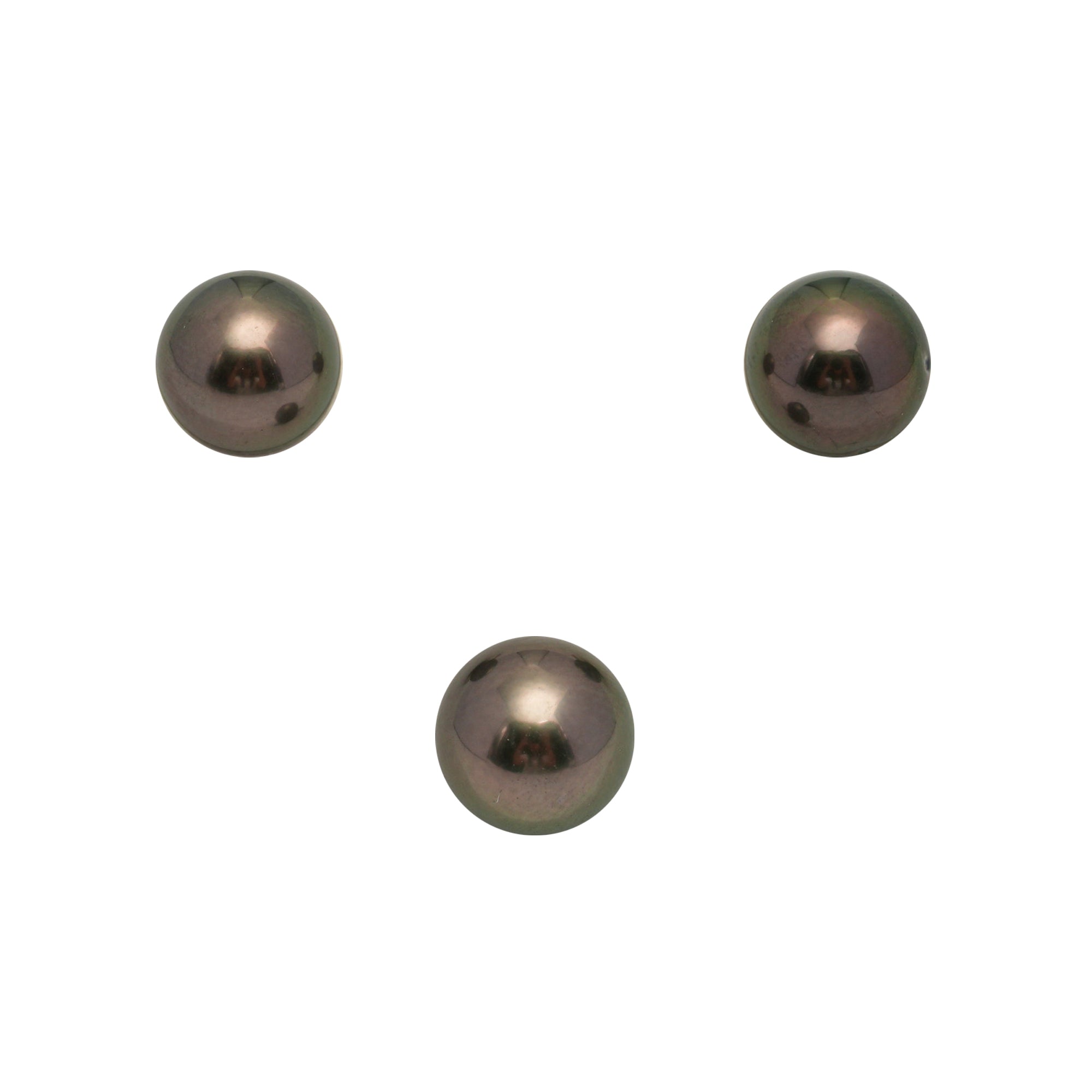 3pcs Brown Green 9-9.7mm - SR/NR AAA/AA Quality Tahitian Pearl Trio Set ER1843 OR13