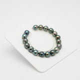 18pcs "High Luster" Peacock Green 8-10mm - SB AAA/AA Quality Tahitian Pearl Bracelet BR2096 OR8