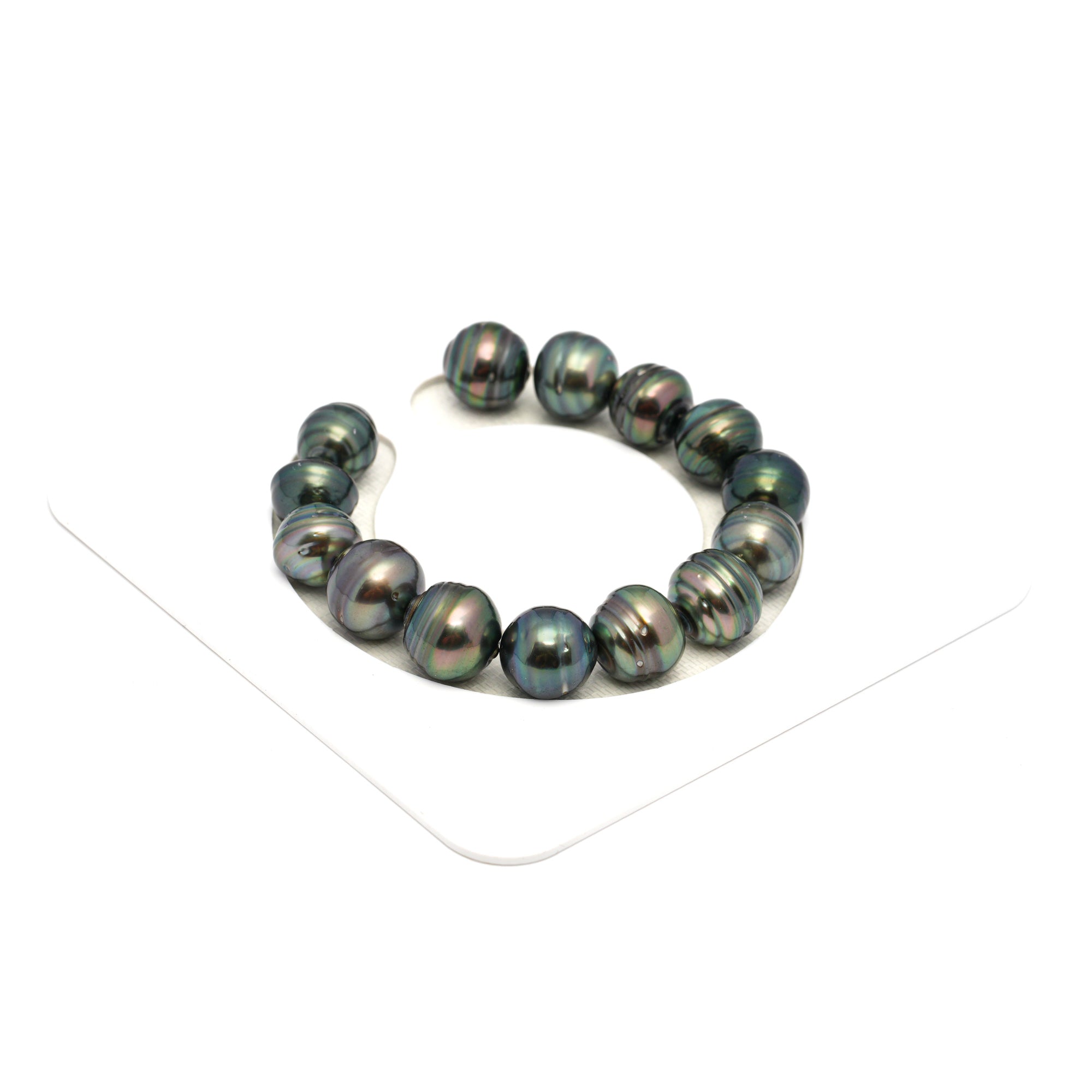 14pcs Green Mix 11-13mm - CL AAA/AA Quality Tahitian Pearl Bracelet BR2256