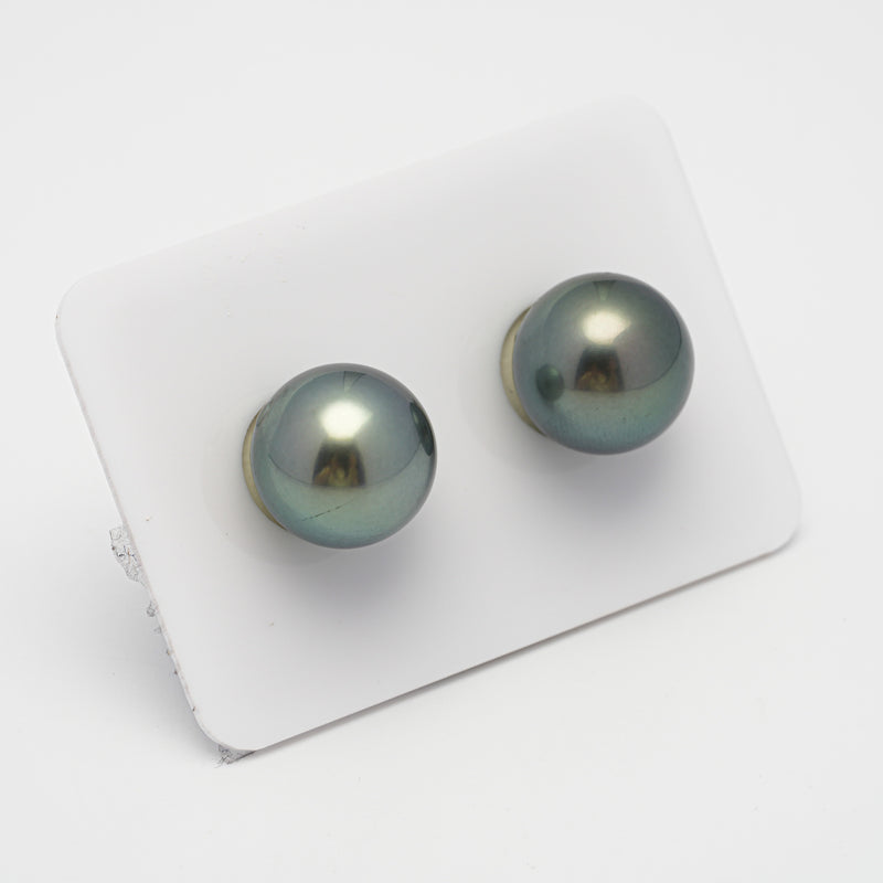 2pcs Green 13mm - RSR AAA/AA Quality Tahitian Pearl Pair ER1475