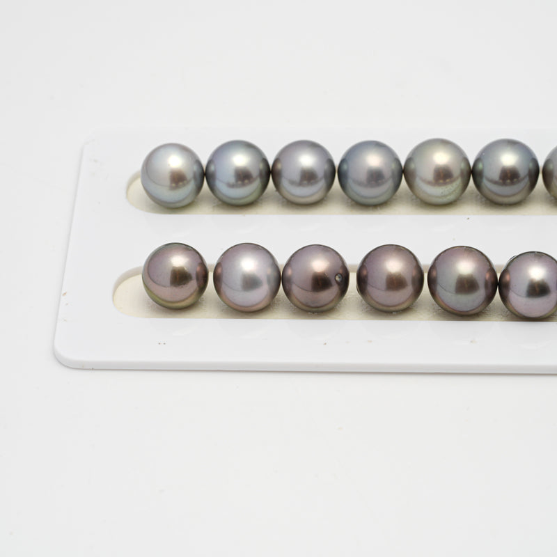 37pcs "High Luster" Light 11-13mm - SR/NR AAA Quality Tahitian Pearl Necklace NL1527