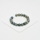 18pcs "High Luster" Peacock Green 8-10mm - SB AAA/AA Quality Tahitian Pearl Bracelet BR2096 OR8