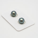 2pcs Blue Green 9.4-9.5mm - R AAA/AA Quality Tahitian Pearl Pair ER1457