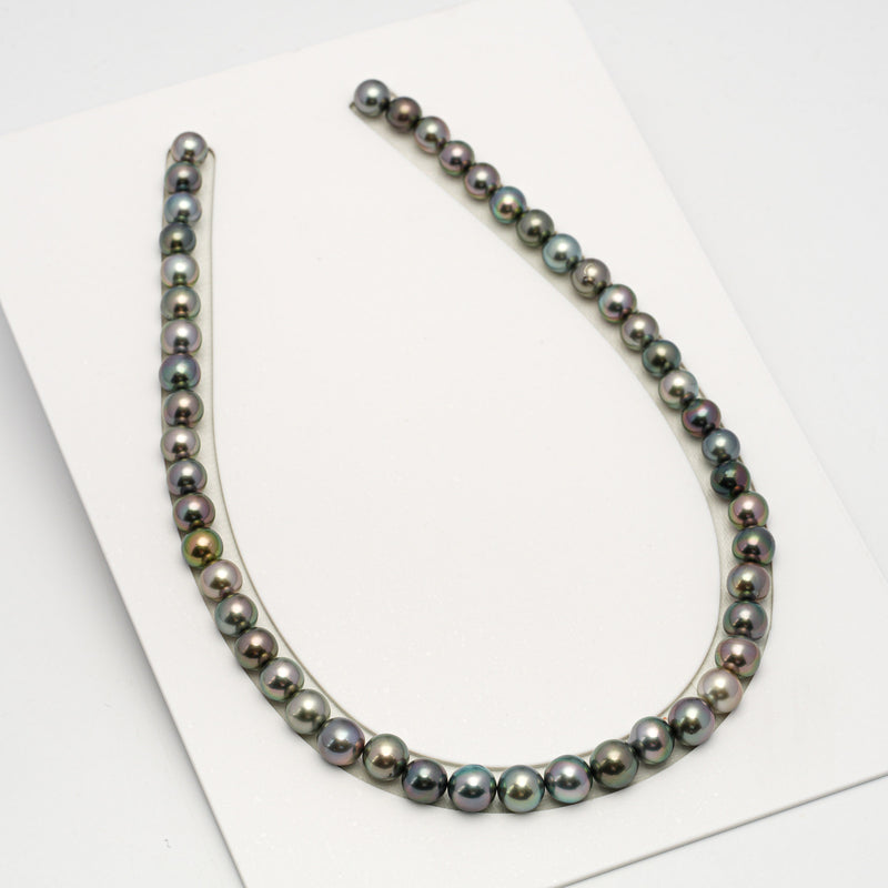 49pcs "High Luster" Multicolor 8-10mm - SR/NR AAA/AA Quality Tahitian Pearl Necklace NL1590 OR10