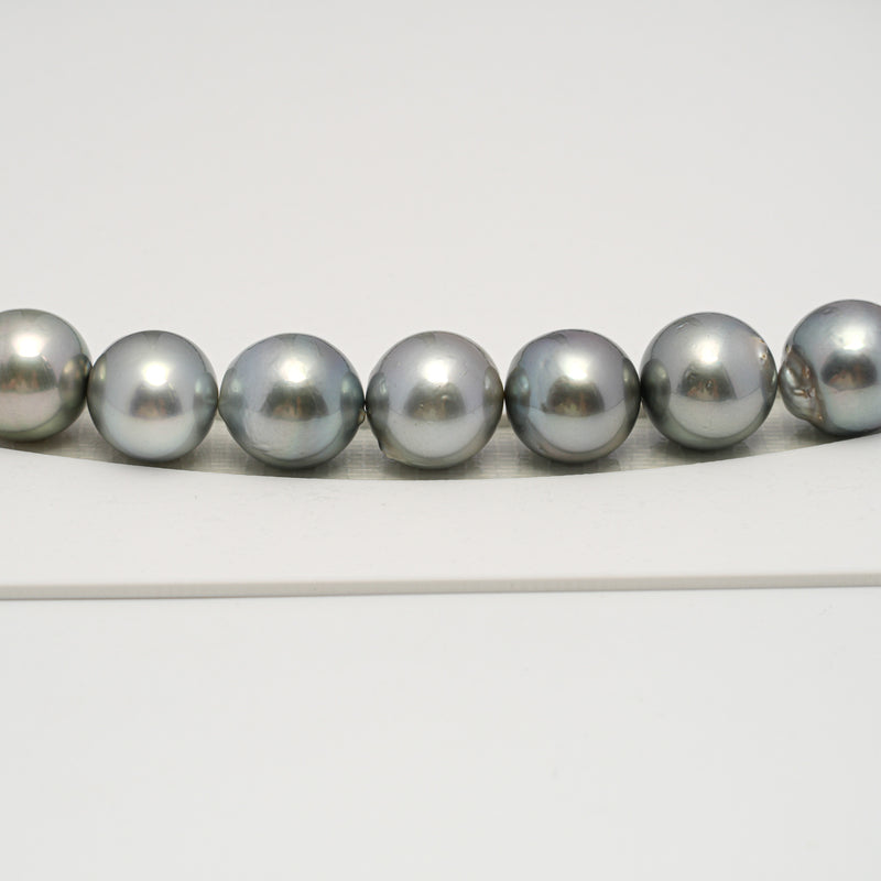 33pcs "High Luster" Silver Mix 10-13mm - SBQ AA/AAA Quality Tahitian Pearl Necklace NL1598 HL2