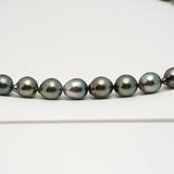 38pcs "High Luster" Blue Green 8-11mm - SB AAA/AA Quality Tahitian Pearl Necklace NL1611 HL3