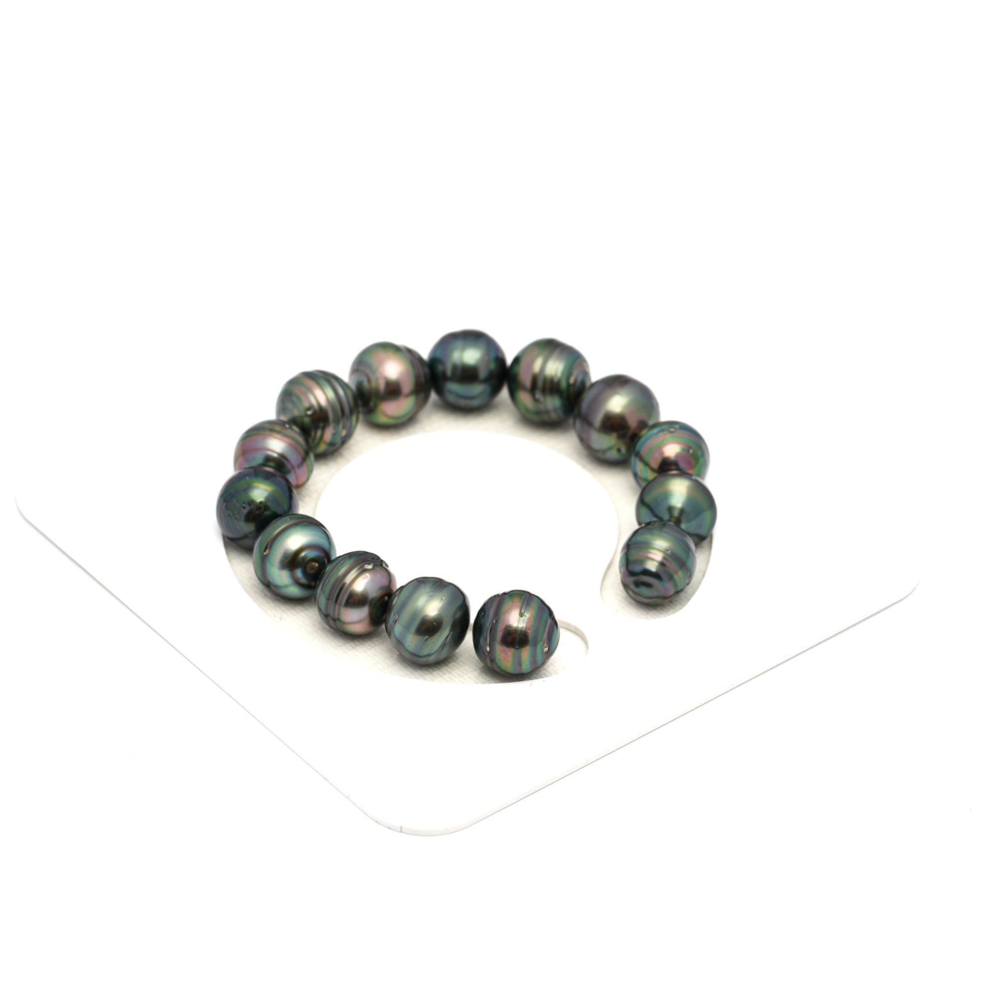 14pcs Green Mix 11-13mm - CL AAA/AA Quality Tahitian Pearl Bracelet BR2256