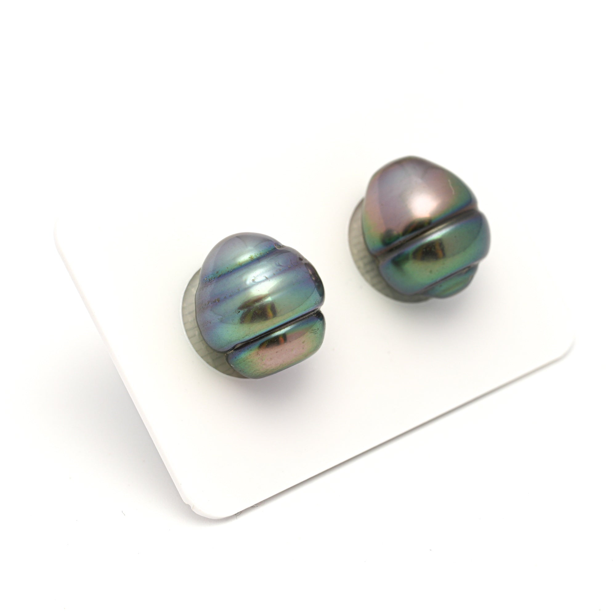 2pcs Blue Green 12-12.7mm - CL AAA Quality Tahitian Pearl Pair ER1809 CMP9
