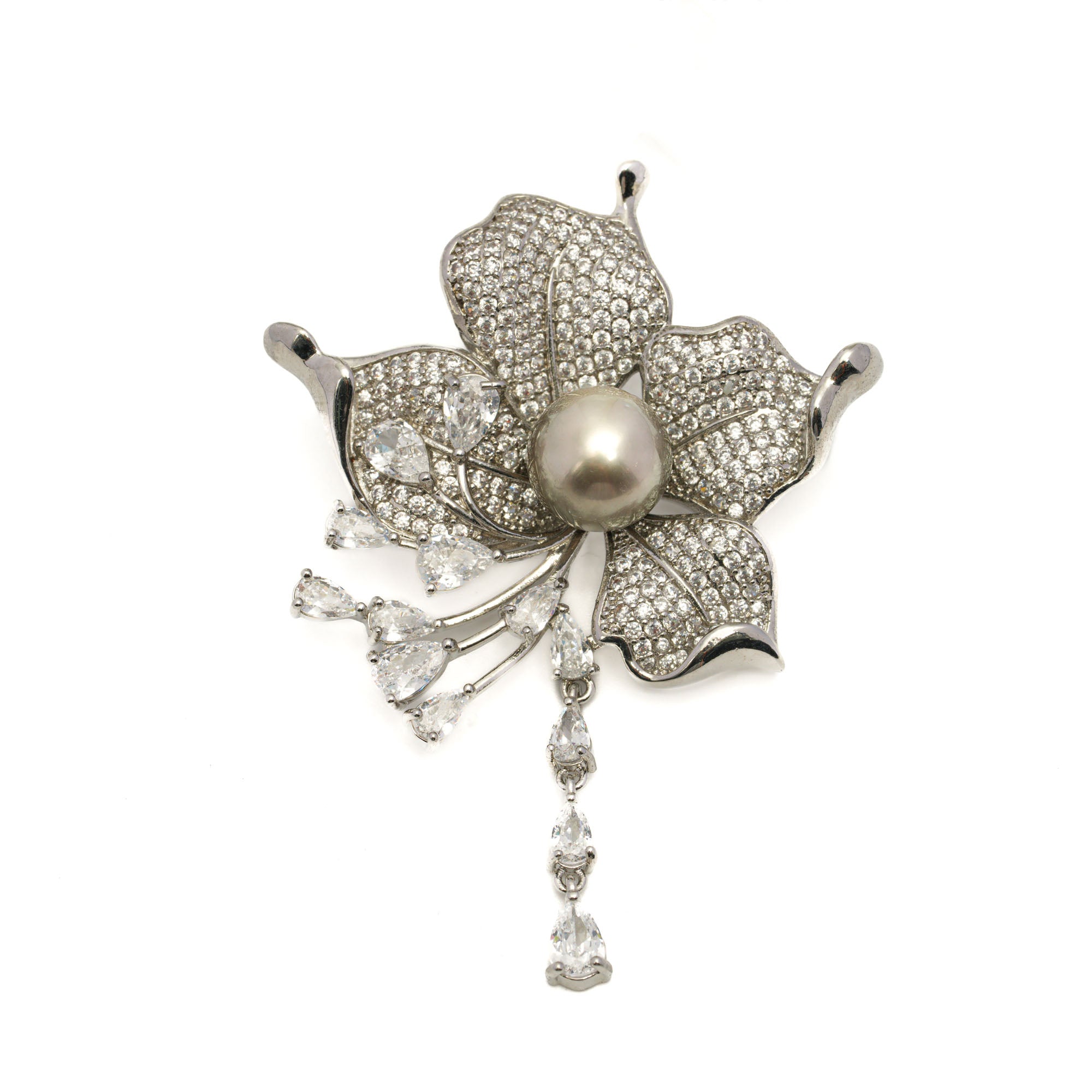 1pcs Tahitian Pearl Brooch 925 Silver SHM2123 THMIX4