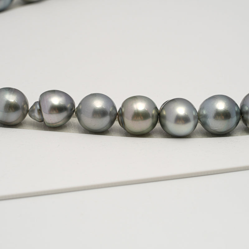 33pcs "High Luster" Silver Mix 10-13mm - SBQ AA/AAA Quality Tahitian Pearl Necklace NL1598 HL2