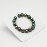 16pcs Dark Green 10-12mm - SB AAA/AA/A Quality Tahitian Pearl Bracelet BR2239 HL3