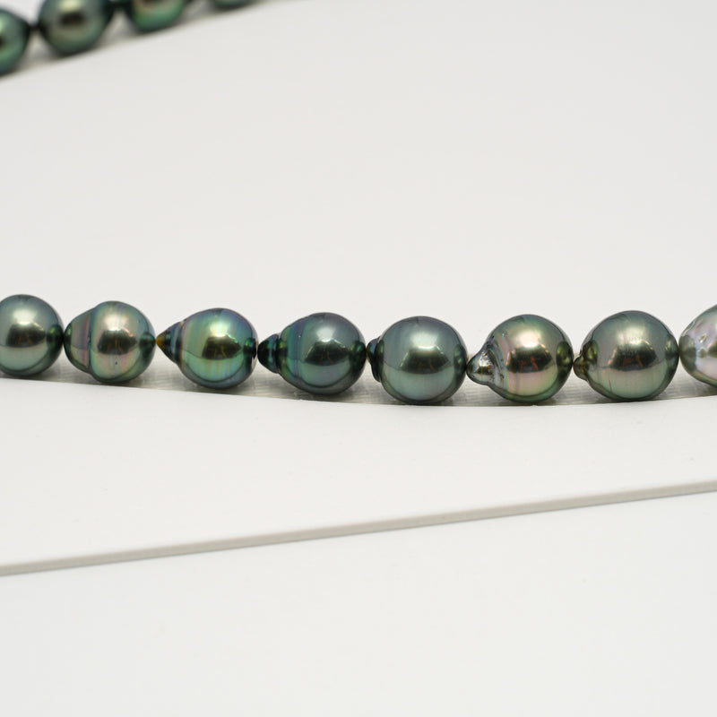 38pcs "High Luster" Blue Green 8-11mm - SB AAA/AA Quality Tahitian Pearl Necklace NL1611 HL3