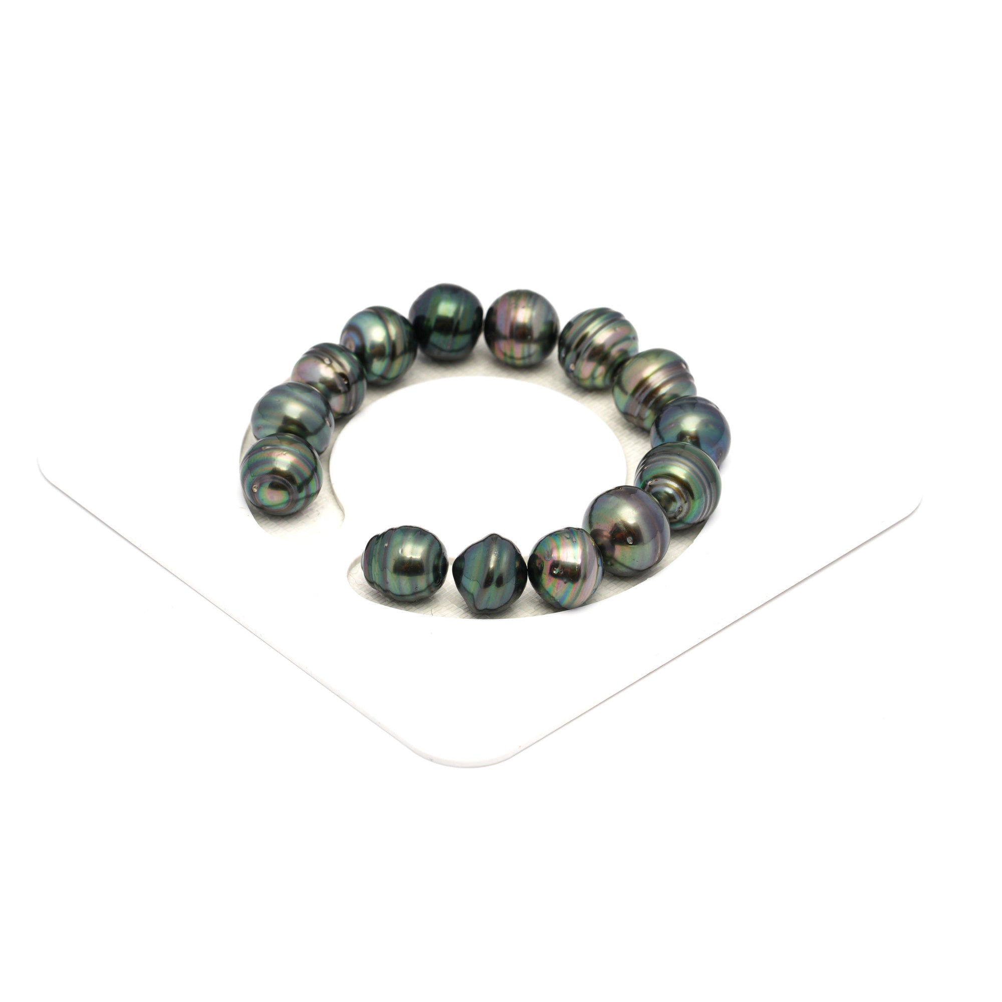 14pcs Green Mix 11-13mm - CL AAA/AA Quality Tahitian Pearl Bracelet BR2256