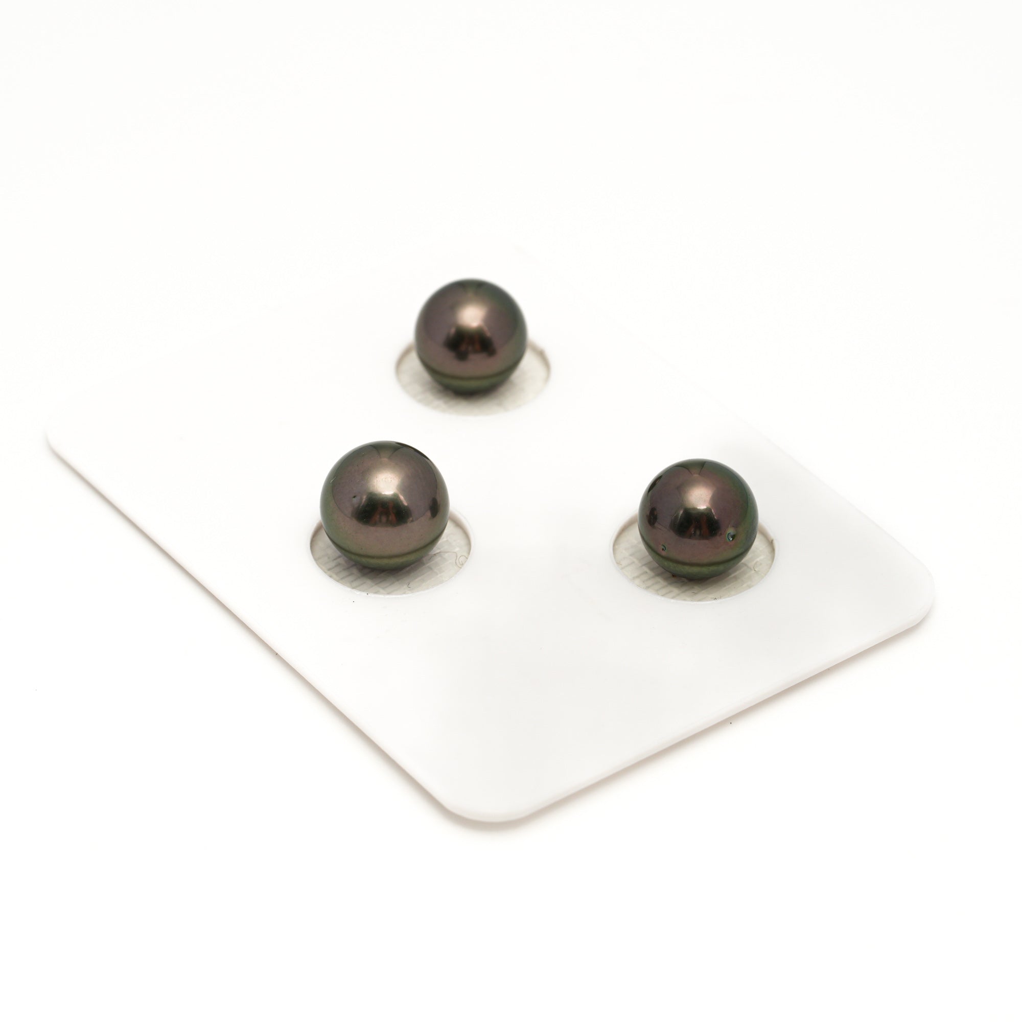 3pcs Brown Green 9-9.7mm - SR/NR AAA/AA Quality Tahitian Pearl Trio Set ER1843 OR13