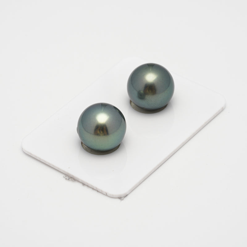 2pcs Green 13mm - RSR AAA/AA Quality Tahitian Pearl Pair ER1475