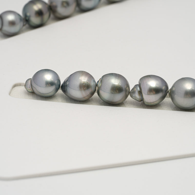 33pcs "High Luster" Silver Mix 10-13mm - SBQ AA/AAA Quality Tahitian Pearl Necklace NL1598 HL2