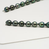 38pcs "High Luster" Blue Green 8-11mm - SB AAA/AA Quality Tahitian Pearl Necklace NL1611 HL3