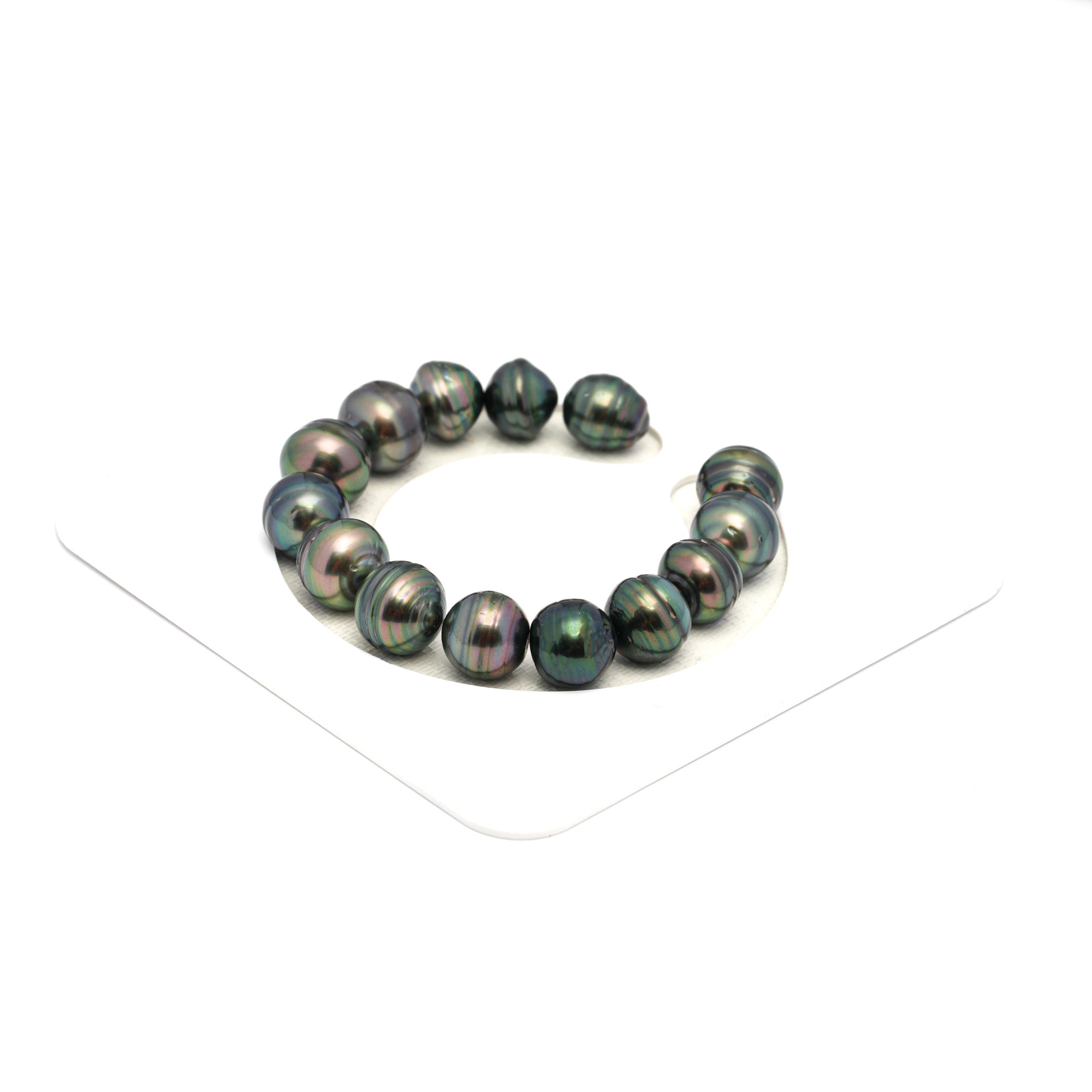 14pcs Green Mix 11-13mm - CL AAA/AA Quality Tahitian Pearl Bracelet BR2256