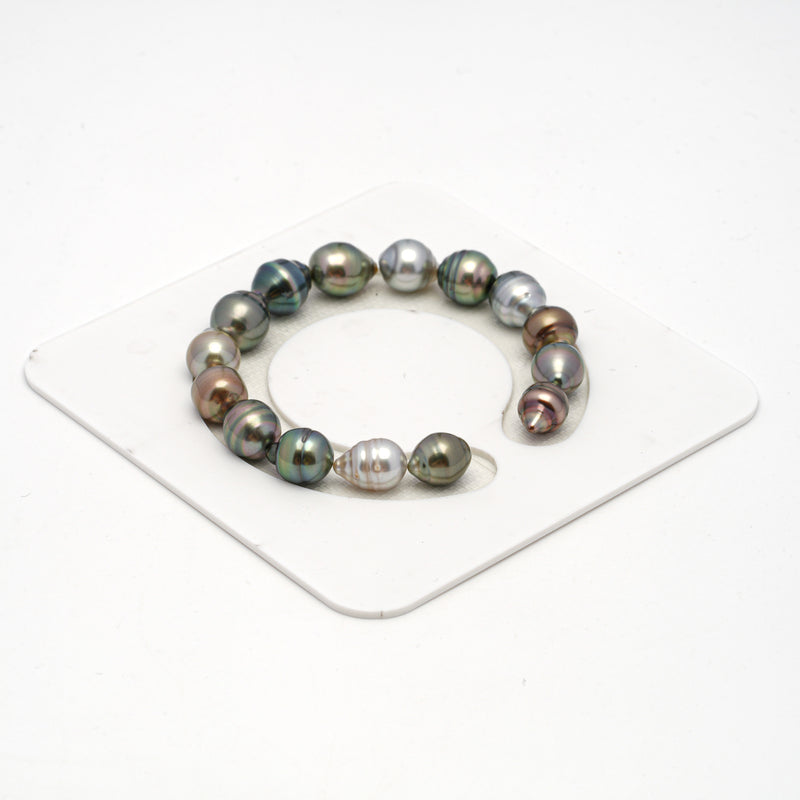 15pcs Multicolor 8-11mm - CL/SB AAA/AA Quality Tahitian Pearl Bracelet BR2127 THMIX