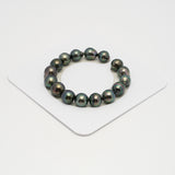 16pcs Dark Green 10-12mm - SB AAA/AA/A Quality Tahitian Pearl Bracelet BR2239 HL3