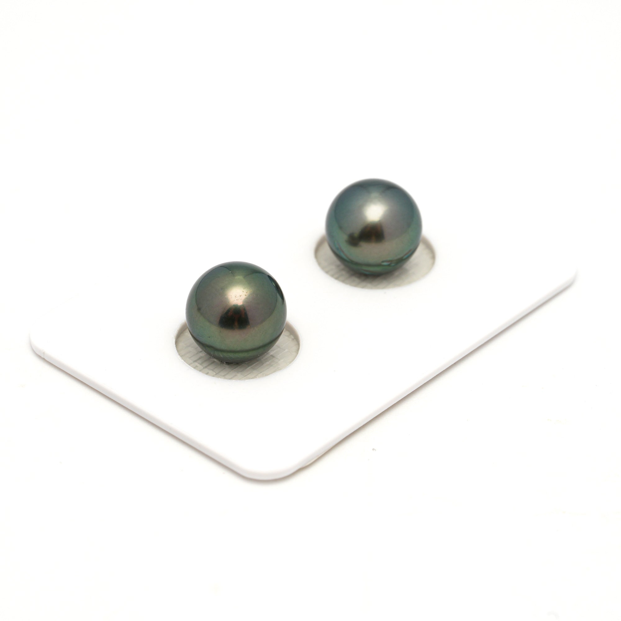 2pcs "High Luster" Green 9.8mm - RSR AAA/AA Quality Tahitian Pearl Pair ER1766 OR13