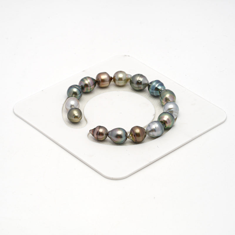 15pcs Multicolor 8-11mm - CL/SB AAA/AA Quality Tahitian Pearl Bracelet BR2127 THMIX