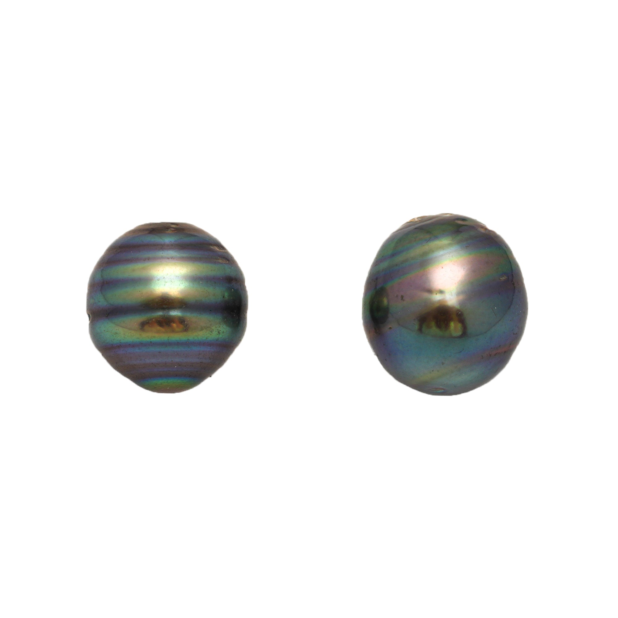 2pcs Green 12.2-12.6mm - CL AA/AAA Quality Tahitian Pearl Pair ER1812 CMP9
