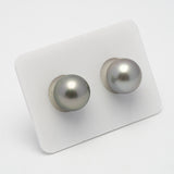 2pcs Silver 12mm - RSR AAA Quality Tahitian Pearl Pair ER1424 THMix1