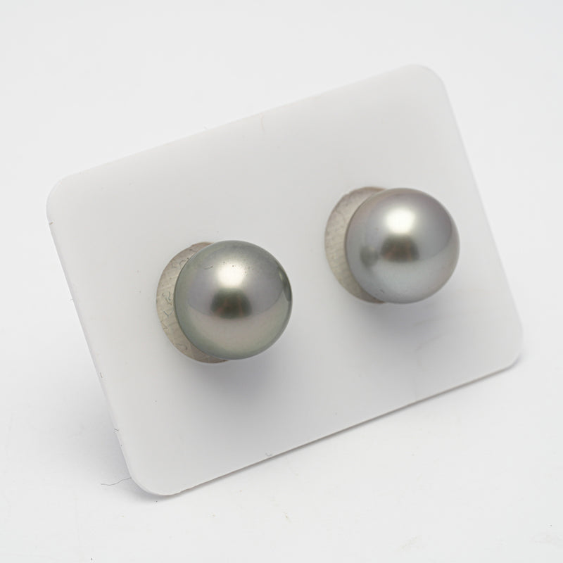 2pcs Silver 12mm - RSR AAA Quality Tahitian Pearl Pair ER1424 THMix1