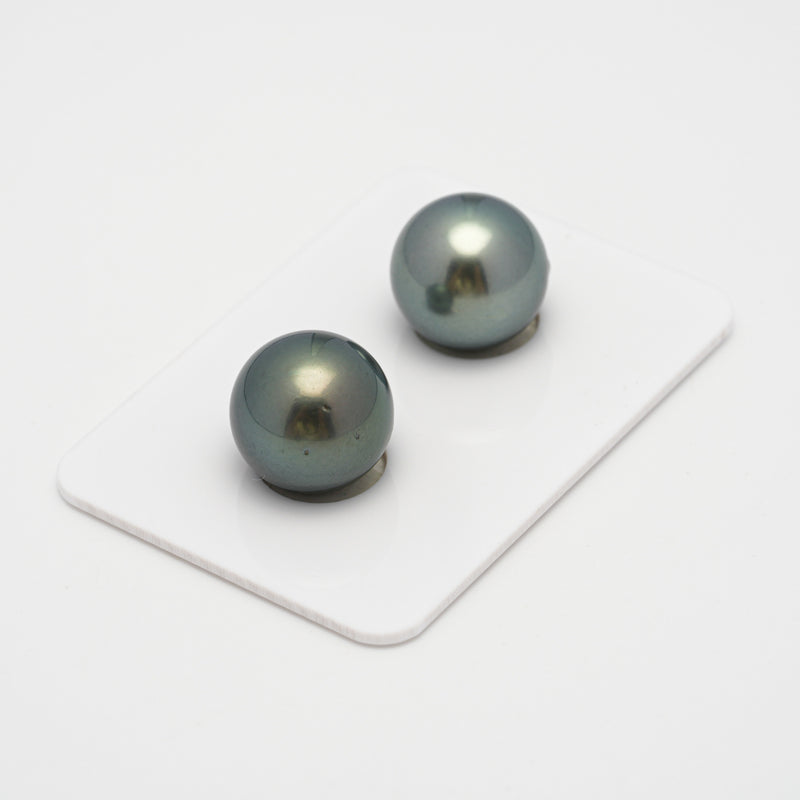 2pcs Green 13mm - RSR AAA/AA Quality Tahitian Pearl Pair ER1475