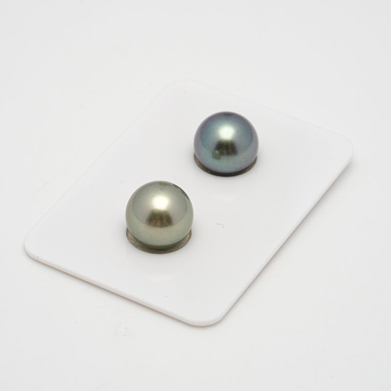 2pcs "High Luster" Light Green 10.5-10.7mm - RSR TOP/AAA Quality Tahitian Pearl Pair ER1458 OR6