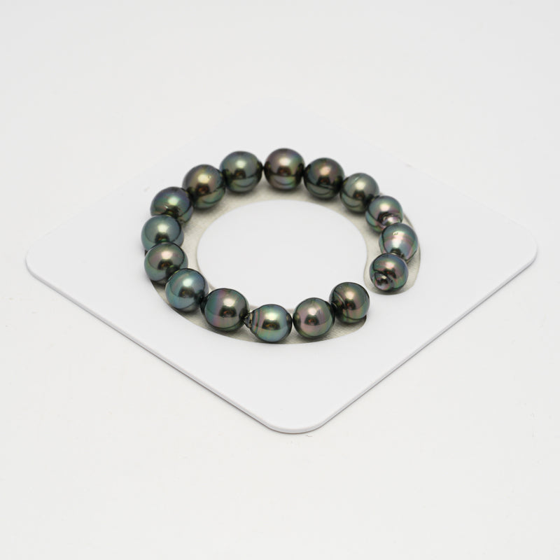 16pcs Dark Green 10-12mm - SB AAA/AA/A Quality Tahitian Pearl Bracelet BR2239 HL3