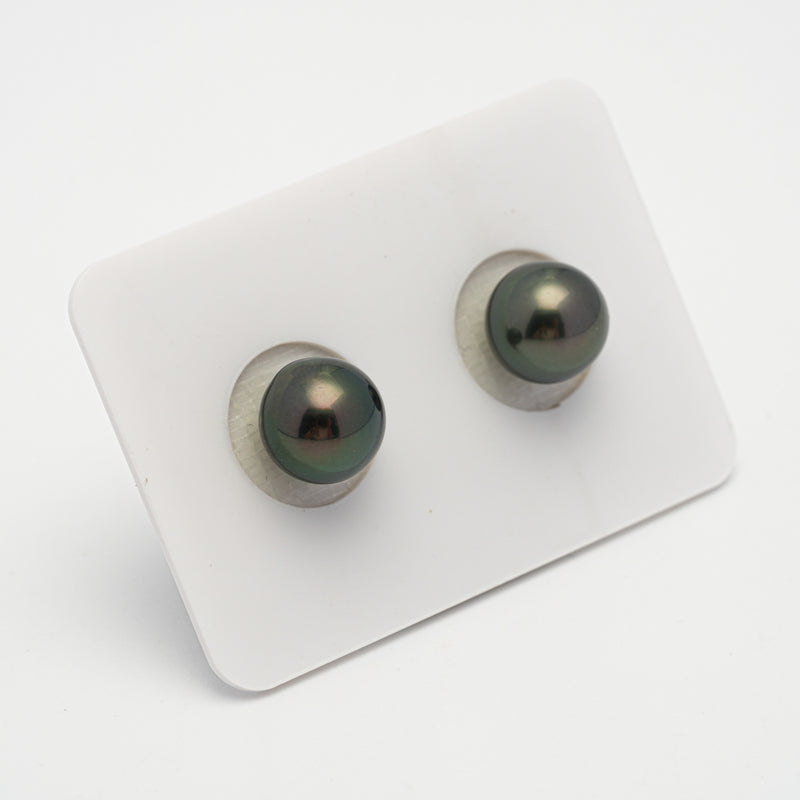 2pcs Green Cherry 9.3mm - RSR AAA Quality Tahitian Pearl Pair ER1532